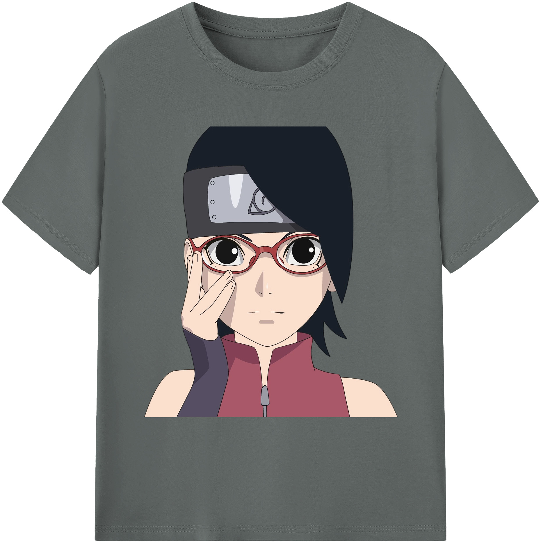 （画像用） NARUTO -ナルト- うちは サラダ Uchiha Sarada 綿100％ メンズ半袖Tシャツ｜肌触りやわらか＆通気性